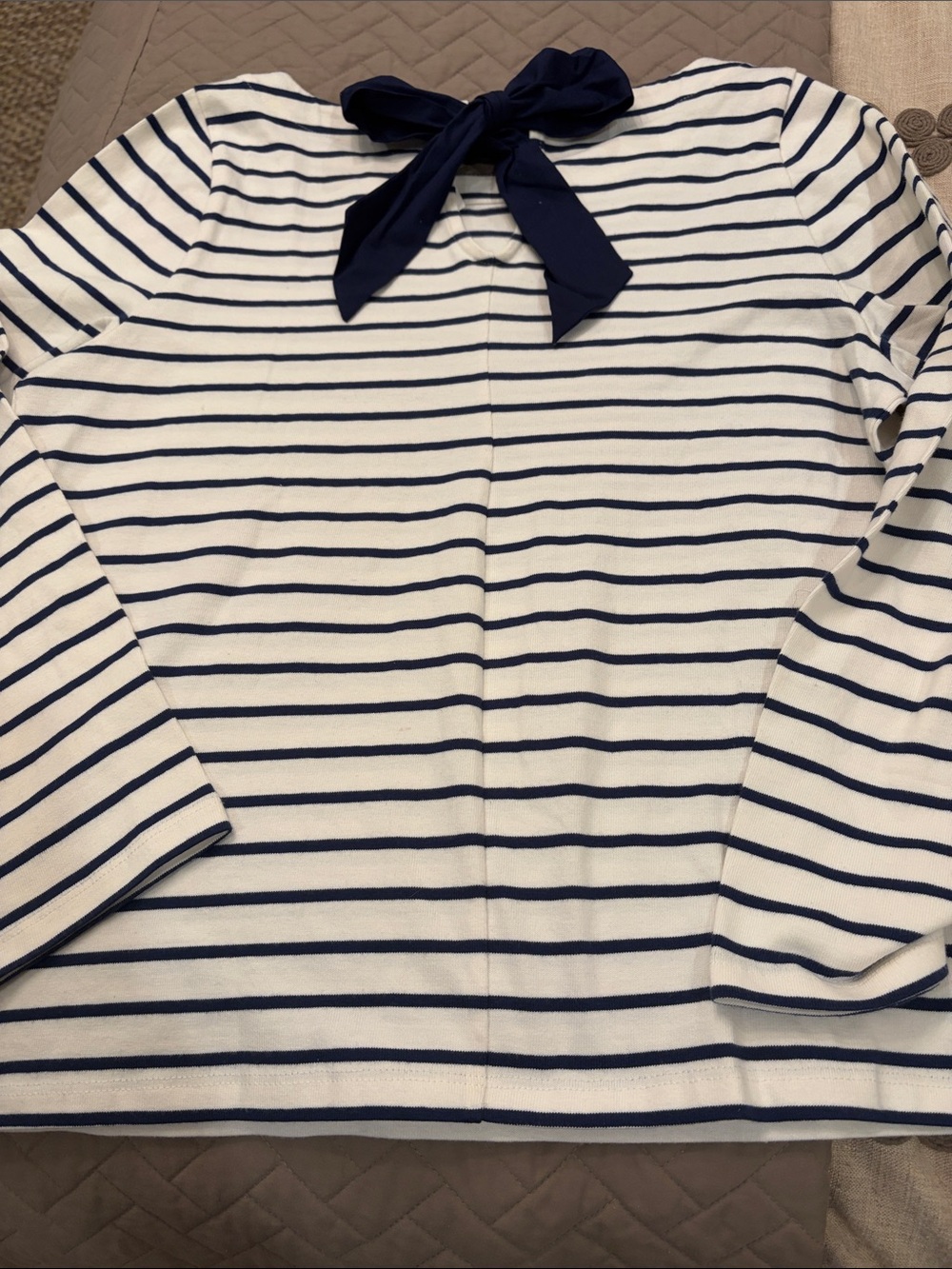 J. Crew Navy Striped Bow-Back Top/NWT/LARGE - Picture 11 of 13